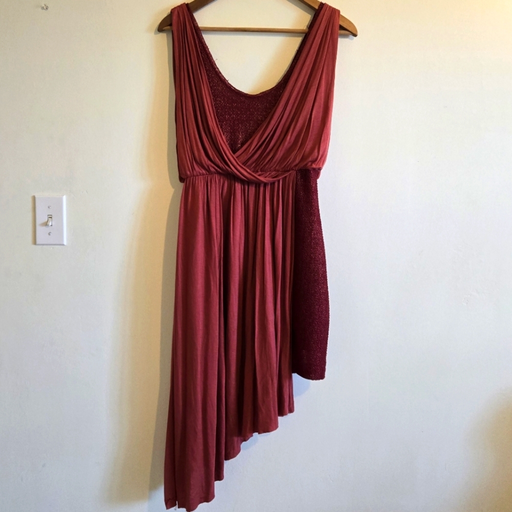 Free People High Low Dress Pumpkin Orange & Gold Shimmer Size XS